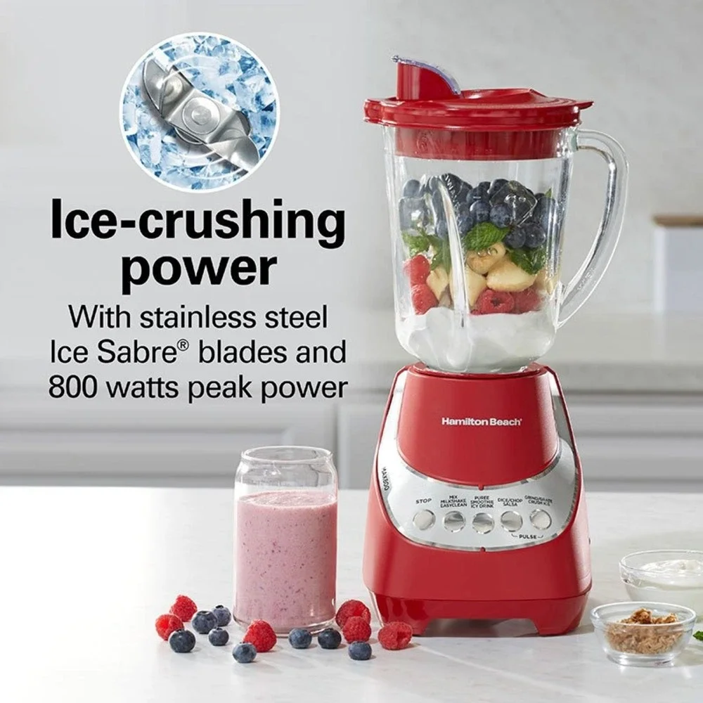 Hamilton Beach Wave-Action Quiet Blender 48oz Red New Open Box 800W Glass Jar